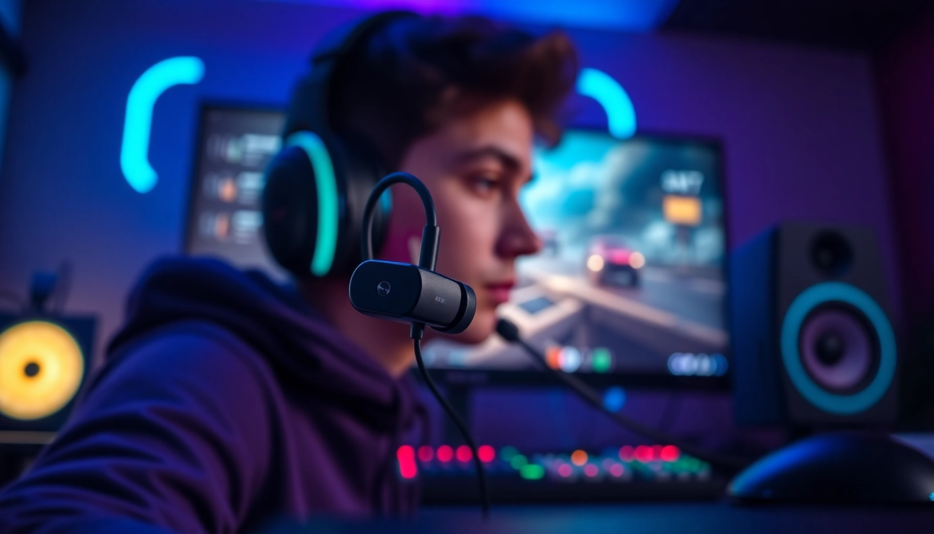 Experience immersive audio with PRO60 Gaming Earbuds, showcasing their sleek design in a vibrant gaming environment.