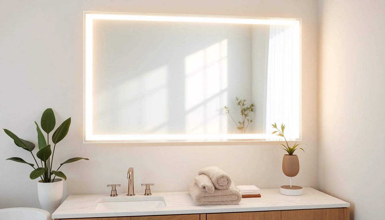 Reflect your style with an elegant led mirror in a modern bathroom setup.