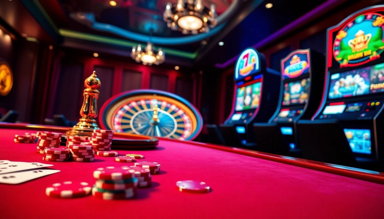 The vibrant GO88 gaming scene showcases poker chips, playing cards, and a roulette wheel, reflecting excitement.