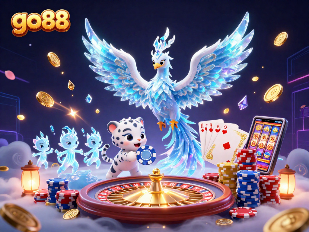 Play slots and win big with go 88 while enjoying the magic of a 3D cartoon casino scene.