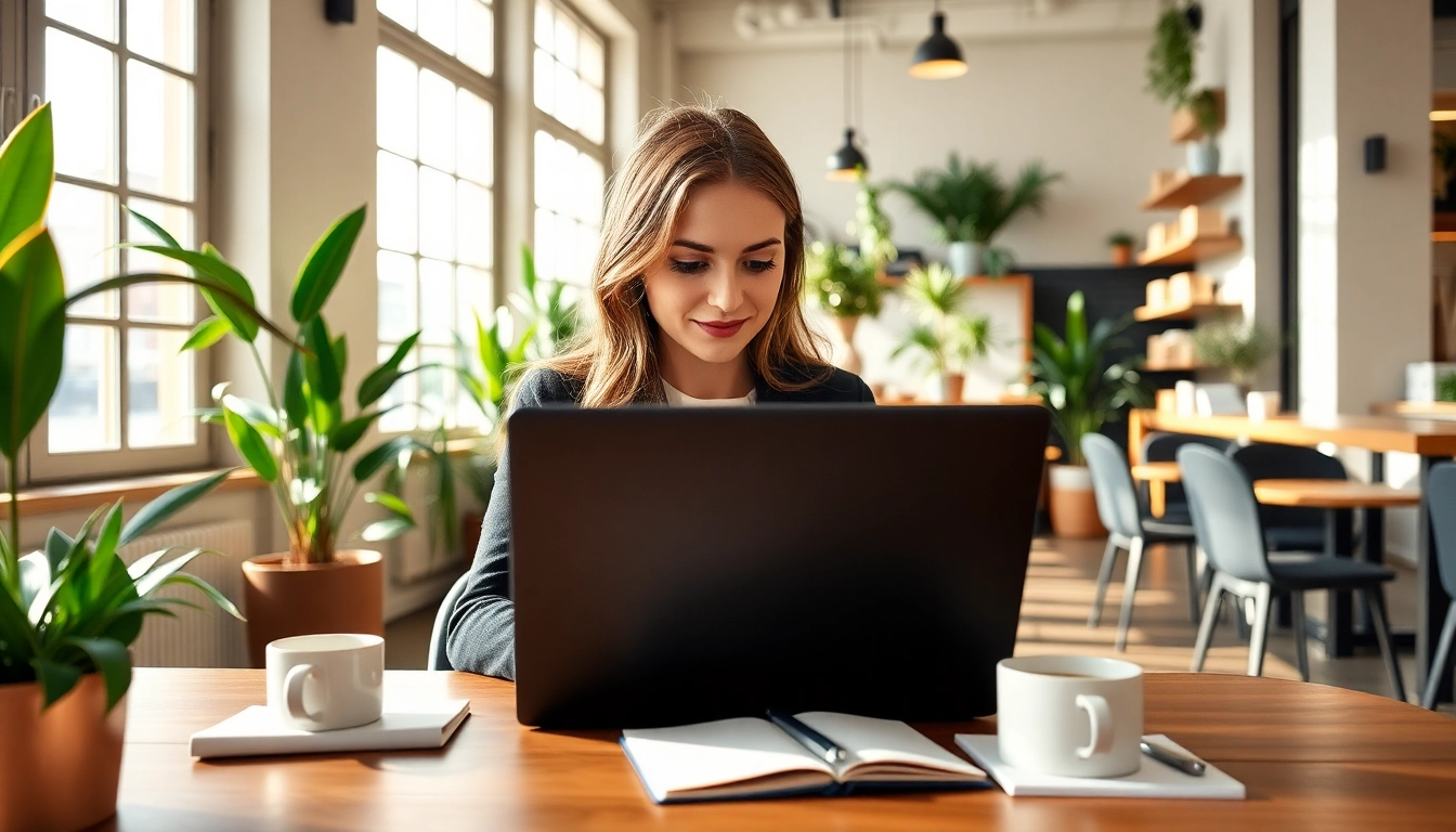 Complete your uk eta online application efficiently in a bright coffee shop environment.