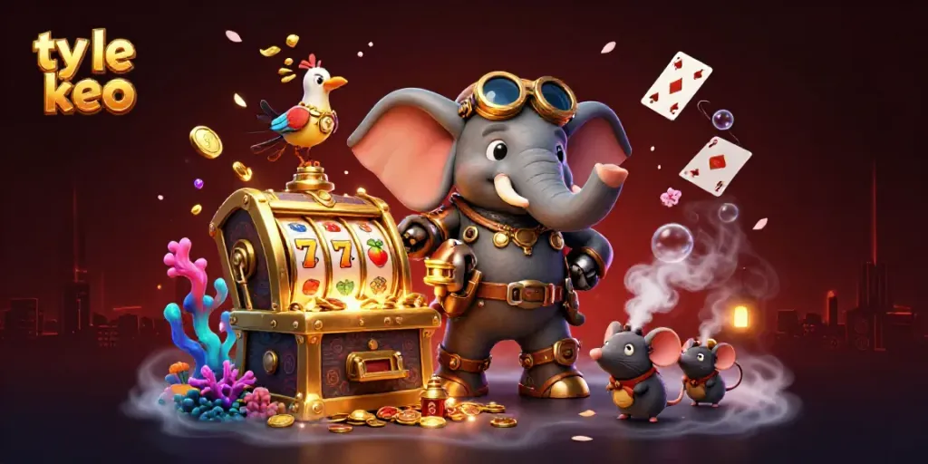 Experience the thrill of ty le keo with exciting 3D elements like slot machines, coins, and dice.