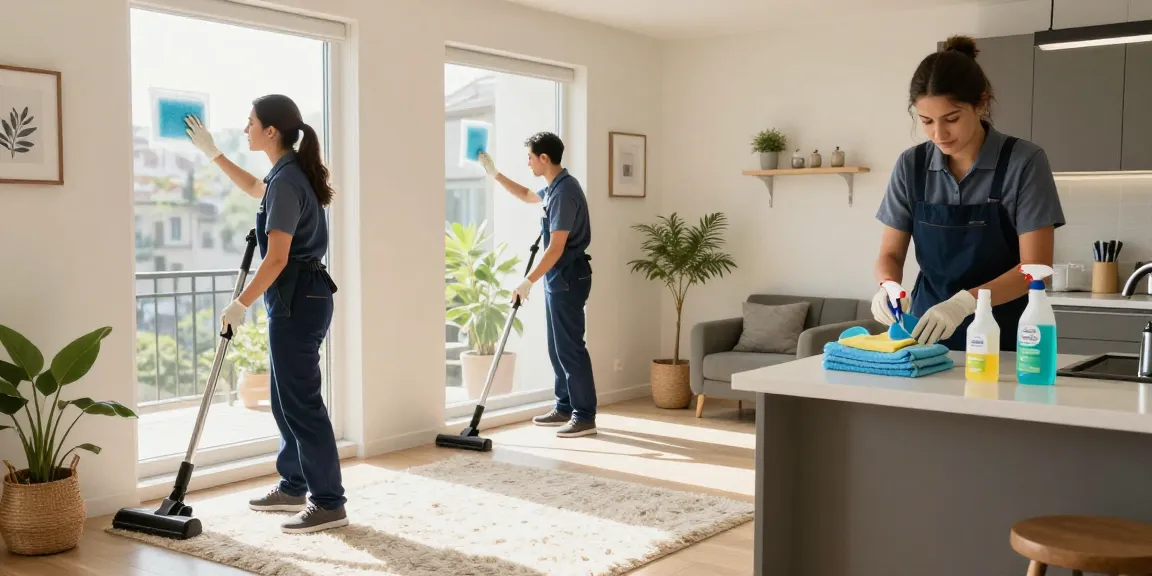 Skenda Reinigungen team cleaning a bright residential apartment in Bern, showcasing professionalism from local reinigungsfirmen bern.