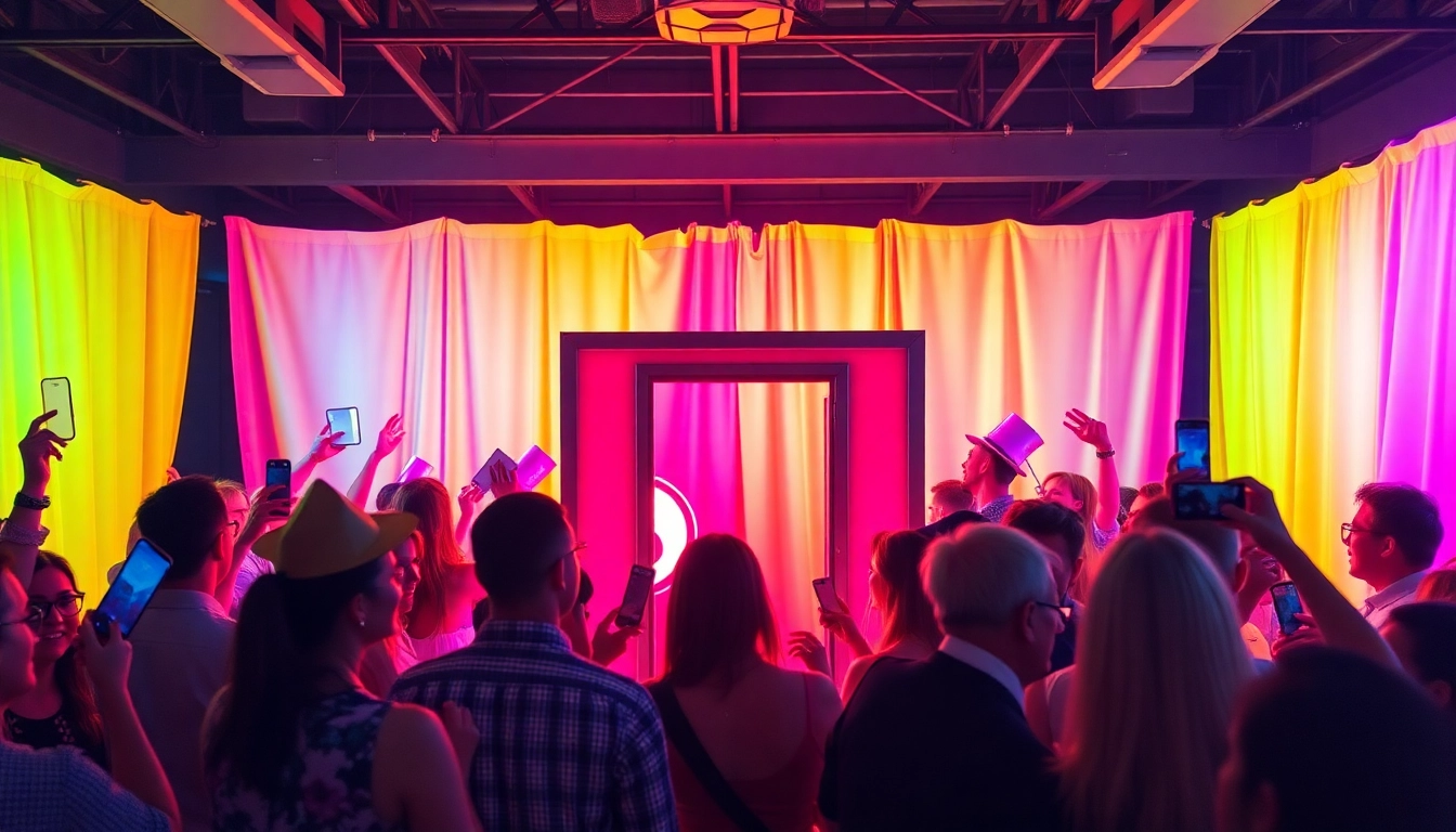 Capture the joy of your event with a vibrant photo booth rental featuring colorful props.
