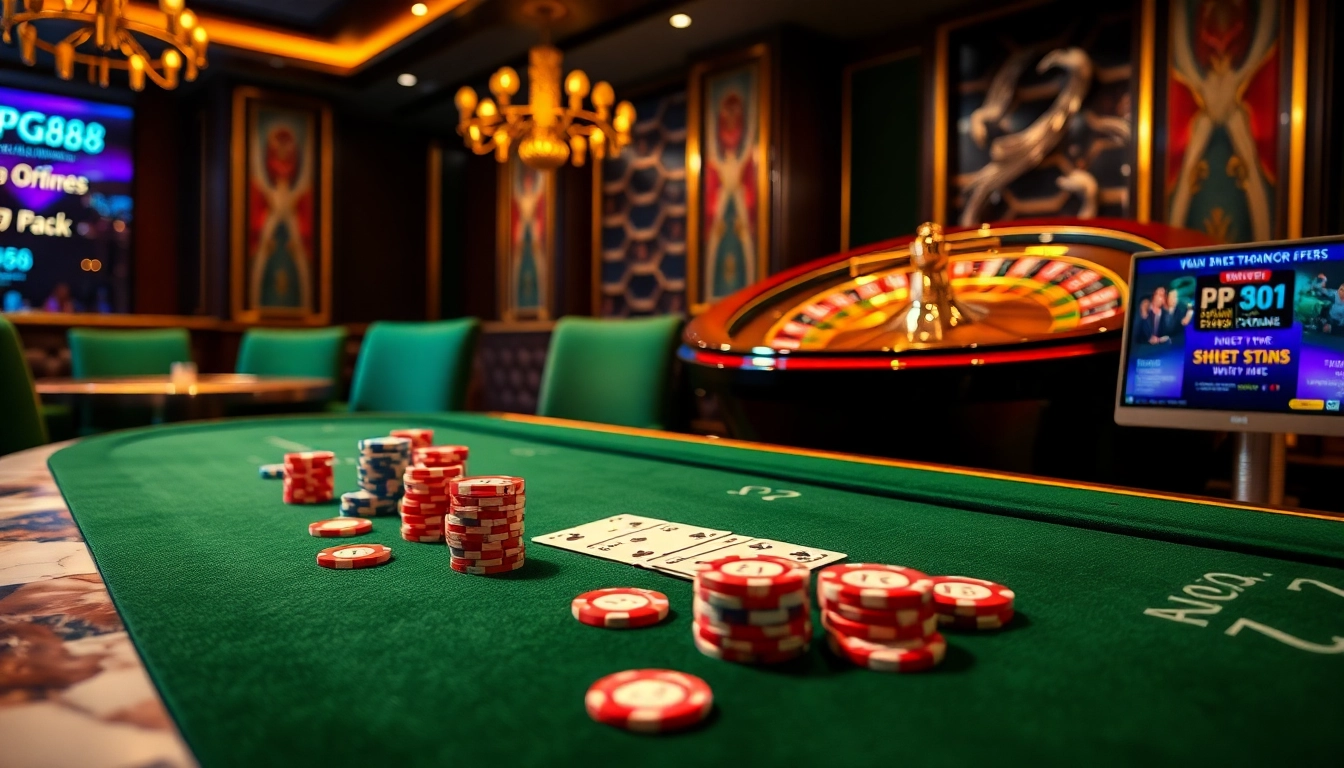 Experience the thrill of PG88 casino gaming at an elegant table with vibrant chips and cards.