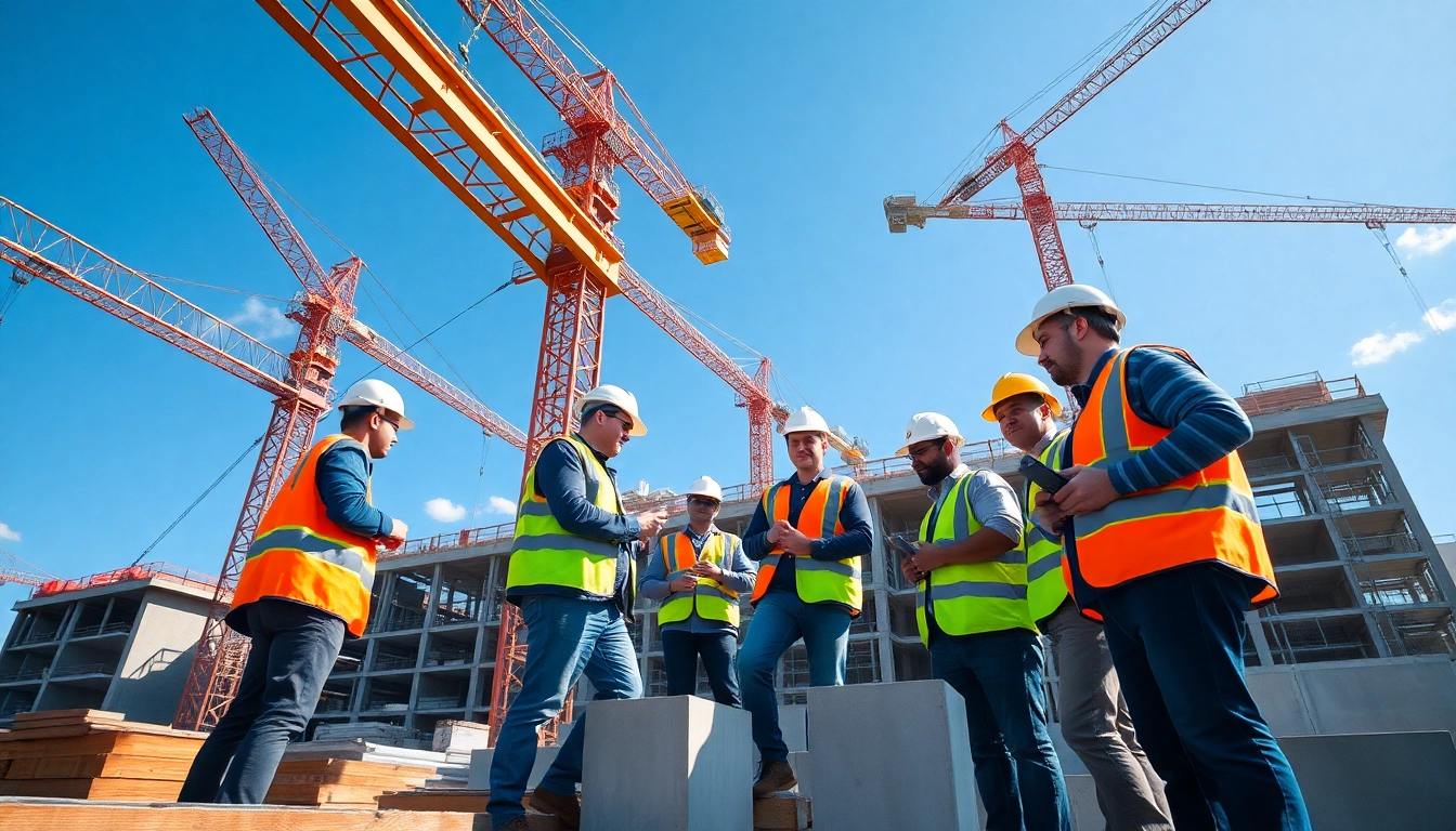 New Jersey Commercial General Contractor overseeing a bustling construction project with hard-working professionals.