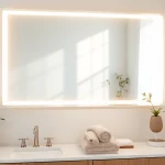 Reflect your style with an elegant led mirror in a modern bathroom setup.