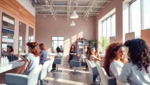 Stylish hair salon in San Diego offering perm services, showcasing professional hairstylists and modern interior.