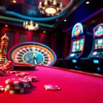 The vibrant GO88 gaming scene showcases poker chips, playing cards, and a roulette wheel, reflecting excitement.