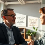 Career coaching session showcasing a professional in a supportive environment, emphasizing engagement.