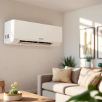 Install a mitsubishi mini split ac in a stylish living room setting, enhancing comfort.
