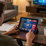 Engaging online gaming session featuring 32win 12, with a player immersed in casino gameplay on a tablet.