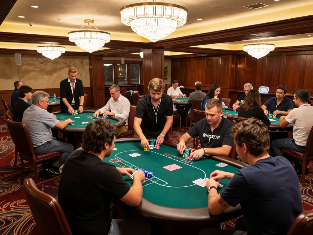 Exciting poker action at trang chủ uu88 casino with players deeply engaged in a high-stakes game.
