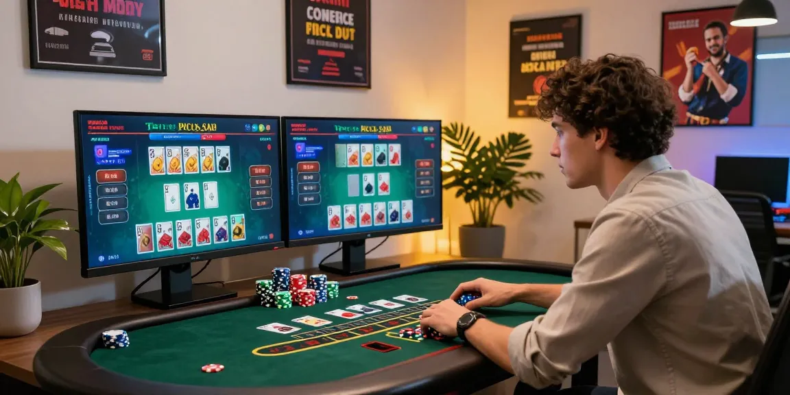 Player enjoying บาคาร่า in a modern online casino setup with vibrant screens and gaming decor.