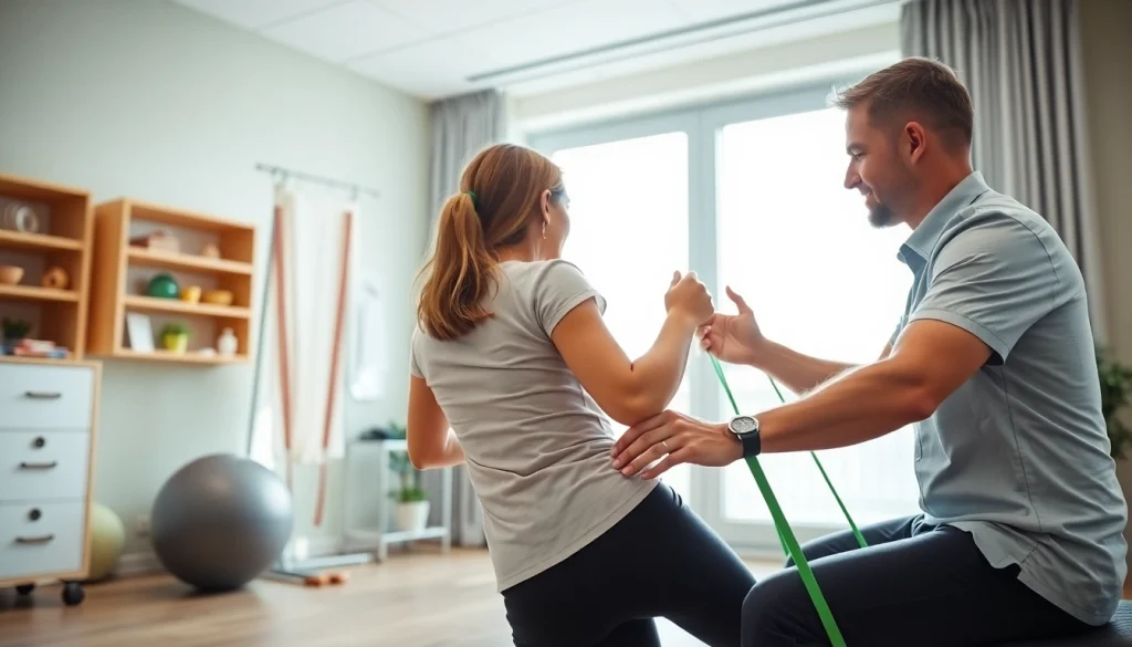 Providing back pain solutions through personalized physiotherapy exercises and equipment in a clinic.