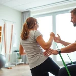 Providing back pain solutions through personalized physiotherapy exercises and equipment in a clinic.