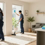 Skenda Reinigungen team cleaning a bright residential apartment in Bern, showcasing professionalism from local reinigungsfirmen bern.