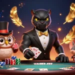 Experience the thrill of bj 888 with a stylish panther dealer and vibrant casino elements.