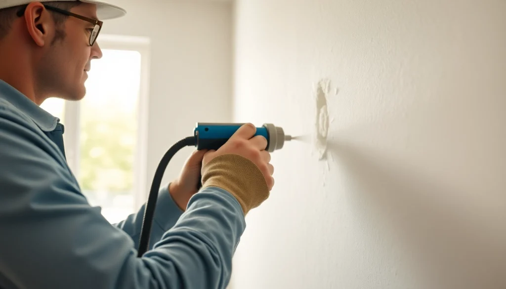 Efficient spray foam removal UK process by professional technician in home renovation.