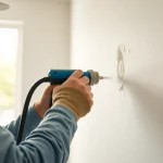 Efficient spray foam removal UK process by professional technician in home renovation.