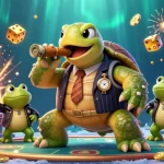Experience the excitement of kim66 with a dynamic casino scene featuring cartoon characters and vibrant game elements.