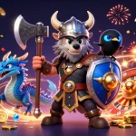 Luck8 engages players with vibrant casino adventures featuring soaring gems and golden coins.