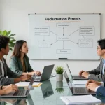 Discuție despre înființarea asociațiilor și fundațiilor într-un birou modern cu profesioniști colaborând