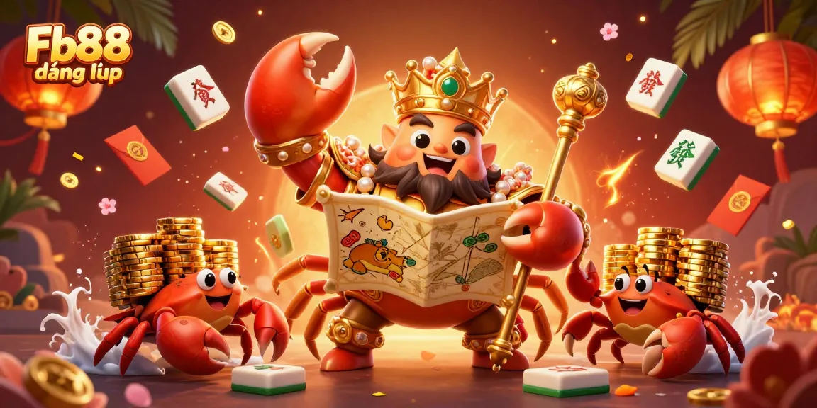 Engage in thrilling bets with Fb88 đăng nhập, featuring a majestic crab emperor amidst a vibrant casino scene.