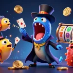 Experience TA88 card tricks with bioluminescent eel and casino elements in a vibrant scene.