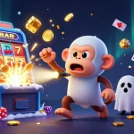 Join the excitement at OK9 with a lively casino scene featuring a mischievous monkey and a curious puppy.