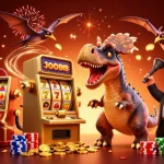 Experience the vibrant action of trang chủ Ao88 with a pachycephalosaurus winning jackpot coins from a slot machine!