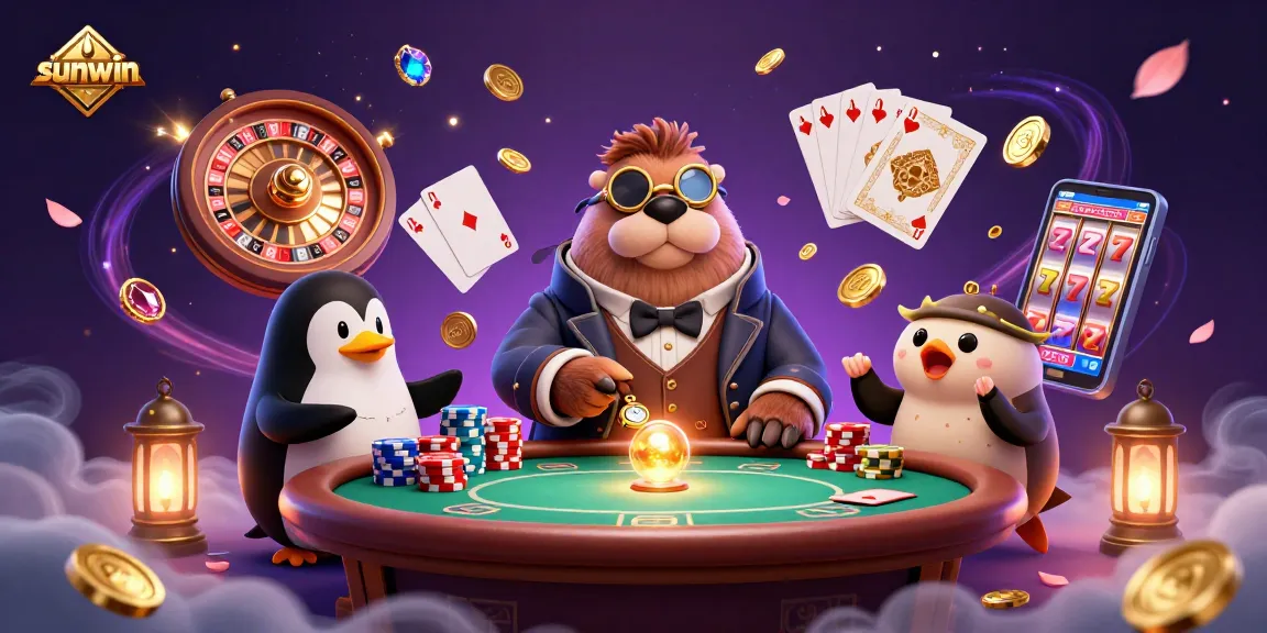 Experience sunwin's vibrant poker scene with jolly walrus, penguin dealer, and captivating game elements.