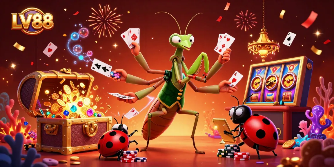 Experience the excitement of LV88 with vibrant characters in a dynamic casino scene.